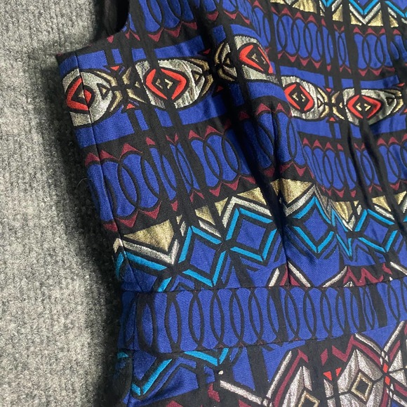 J. Crew Mini Dress 2 Small Blue Geometric Jacquard Fit And Flare Windowpane - Picture 4 of 11